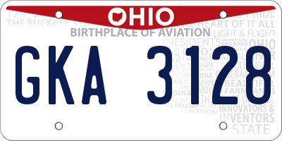 OH license plate GKA3128
