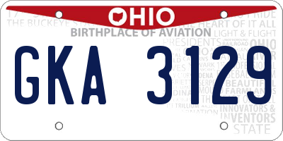 OH license plate GKA3129