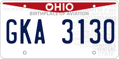OH license plate GKA3130