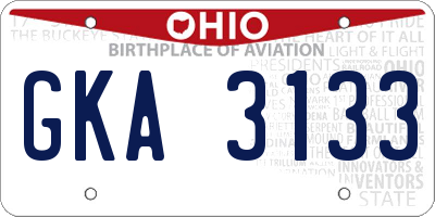 OH license plate GKA3133