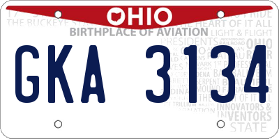 OH license plate GKA3134