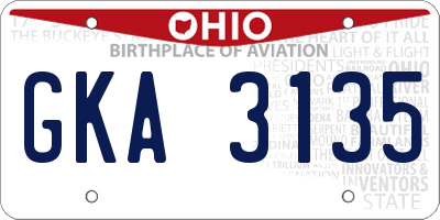 OH license plate GKA3135