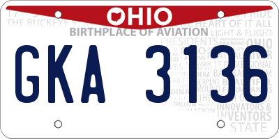 OH license plate GKA3136