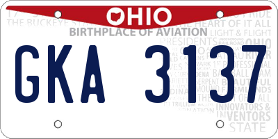 OH license plate GKA3137