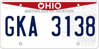 OH license plate GKA3138