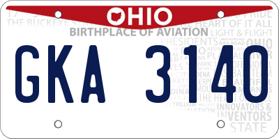 OH license plate GKA3140