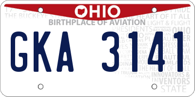 OH license plate GKA3141