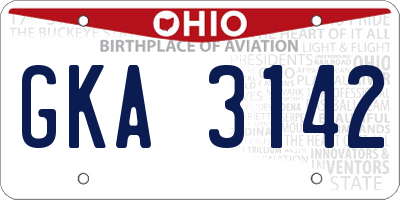OH license plate GKA3142