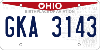 OH license plate GKA3143