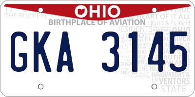 OH license plate GKA3145