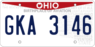 OH license plate GKA3146