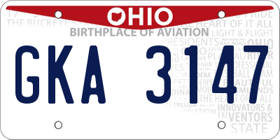 OH license plate GKA3147