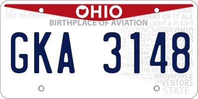 OH license plate GKA3148