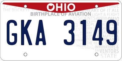 OH license plate GKA3149