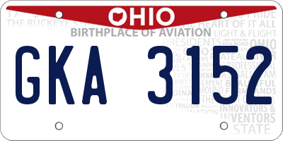 OH license plate GKA3152