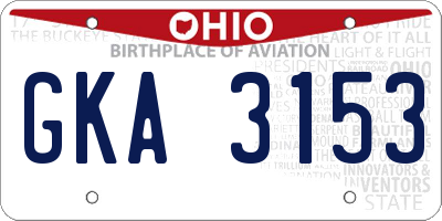 OH license plate GKA3153