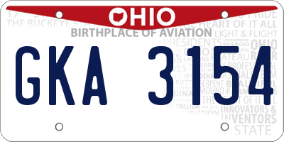 OH license plate GKA3154