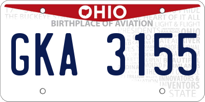 OH license plate GKA3155