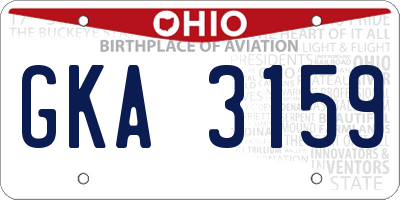 OH license plate GKA3159