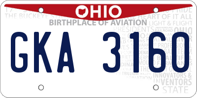 OH license plate GKA3160