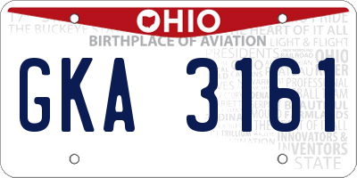 OH license plate GKA3161