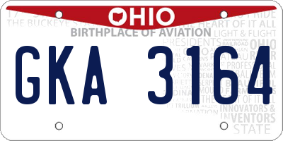 OH license plate GKA3164