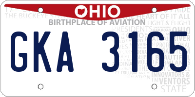 OH license plate GKA3165