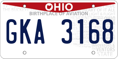 OH license plate GKA3168