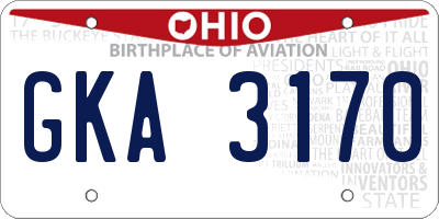 OH license plate GKA3170