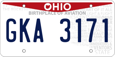 OH license plate GKA3171