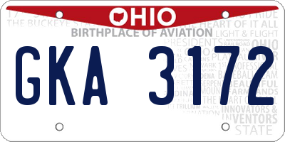 OH license plate GKA3172