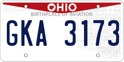 OH license plate GKA3173