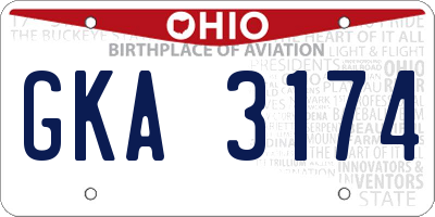 OH license plate GKA3174