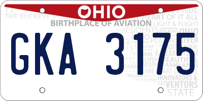 OH license plate GKA3175