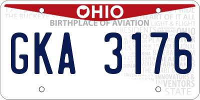 OH license plate GKA3176