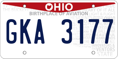 OH license plate GKA3177