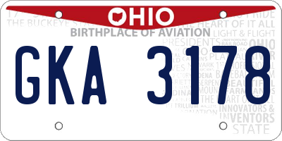 OH license plate GKA3178