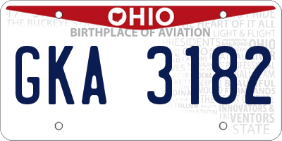 OH license plate GKA3182