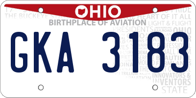 OH license plate GKA3183