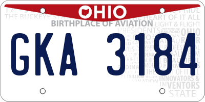 OH license plate GKA3184