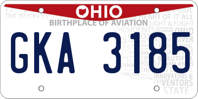 OH license plate GKA3185