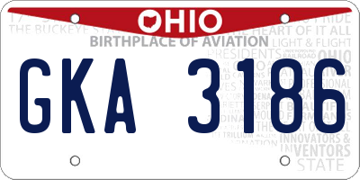 OH license plate GKA3186
