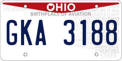 OH license plate GKA3188
