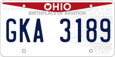 OH license plate GKA3189