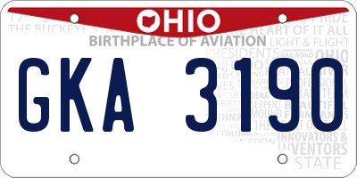 OH license plate GKA3190