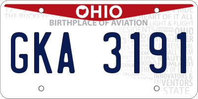OH license plate GKA3191