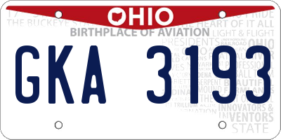 OH license plate GKA3193