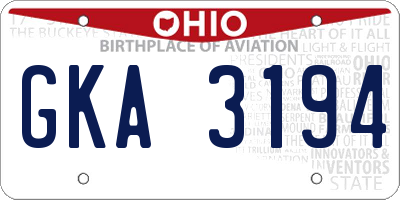 OH license plate GKA3194