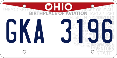 OH license plate GKA3196