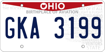 OH license plate GKA3199